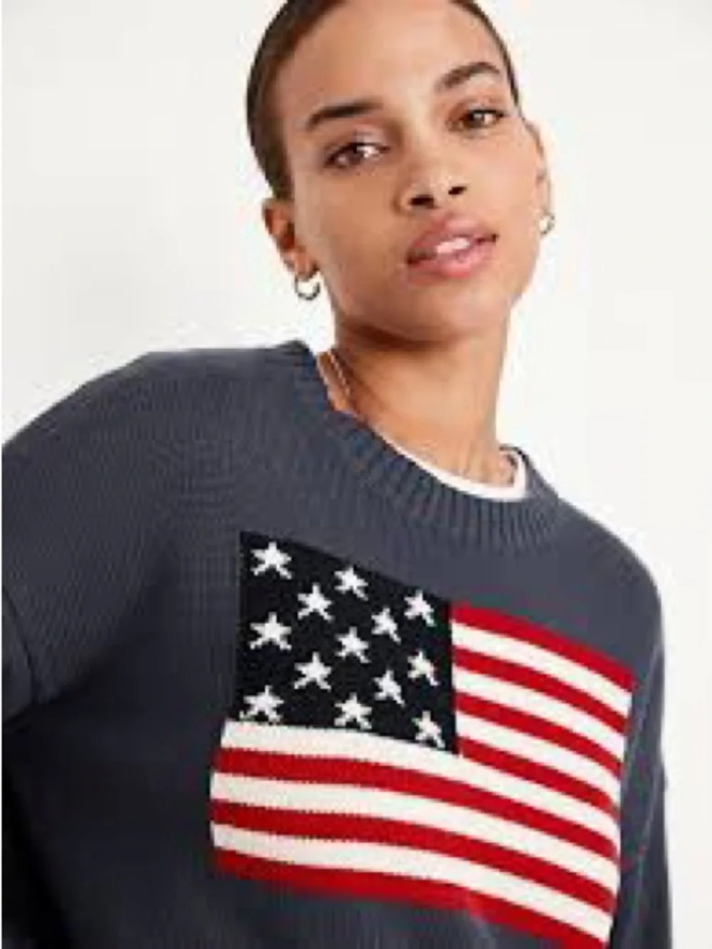 Old Navy Women's Sweater with Flag Intarsia